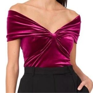 NWOT Parker Fuchsia Velvet Off-Shoulder Blouse